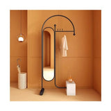 Full-Length Mirror Household Floor-Standing Coat Rack Dressing Mirror Combination Bedroom with Dressing Mirror Hanger Door Vertical Full Length Floor Mirror (Black)