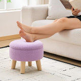 Wimarsbon Round Storage Ottoman,Footstool with Padded Seat and Wood Legs