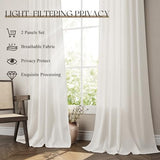 Natural Cream Linen Curtains 84 Inch Length 2 Panels for Living Room Bedroom, Light Filtering Sheer Curtains 84 Inches, Modern Farmhouse Grommet Semi Sheer Soft Privacy Drapes