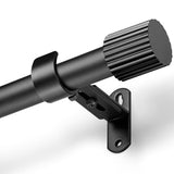 Curtain Rods for Windows 16 to 48 Inch, Curtain Rod Max Adjustable Length of 60 in, 1" Diameter Drapery Rod with Cylindrical Finials, Black 1 Pack