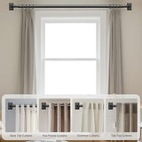 Black Curtain Rods, Heavy Duty Wrap Around Curtain Rod for Windows 28 to 48 Inch, 1‘’ Adjustable Decorative Blackout Drapery Pole, Modern Room Darkening Rod, Window Treatment Rods, Matte Black