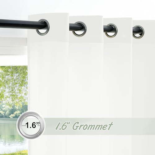 RYB HOME White Semi Sheer Curtains 84 inches Long, Non See Through Privacy Light Filtering Grommet Curtains & Drapes for Living Room Office Nursery Bedroom, 52" W x 84" L inches