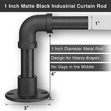 Rustic Curtain Rod - Adjustable Room Divider Rod for Windows 28 to 48 inch - 1 Inch Black Industrial Outdoor Wrap Around Curtain Rods for Patio