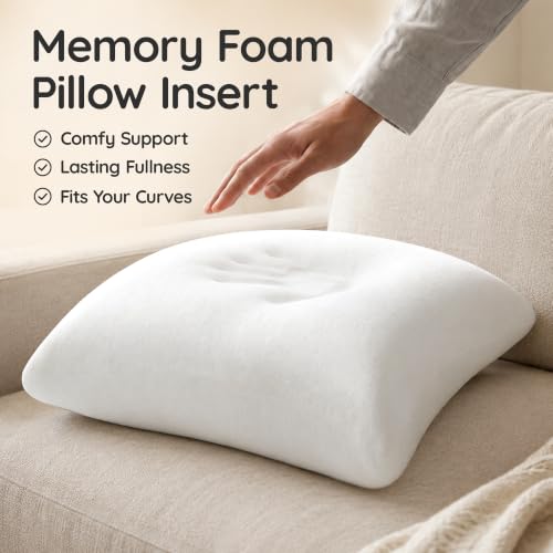 AM AEROMAX 18x18 Memory Foam Throw Pillow Inserts, 2 Pack, Square, Black