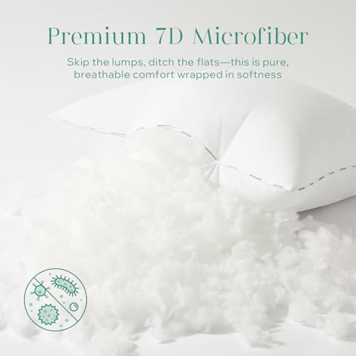 Phantoscope Hypoallergenic Throw Pillows Insert, 100% Virgin Fiber Throw Pillows - Indoor Pillow Inserts Decor Stuffer for Desk Sofa and Couch, Set of 2, 12 x 20