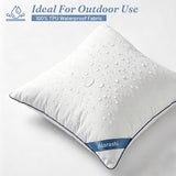 Atarashi 18 x 18 Outdoor Pillow Inserts (Pack of 2)- Waterproof Firm and Fluffy Square Throw Pillows - Decorative Pillow Forms for Couch Sofa Bed Patio Furniture - White