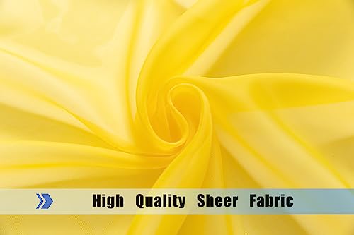 WPM Yellow Color Sheer Curtains 58" Wide x 84" Long 2 Panels Livingroom Window Treatment Rod Pocket Sheer Voile for Bedroom, Kitchen, Children Room Fully Stitched and Hemmed