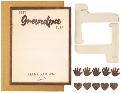 Best Grandpa Ever Gifts - Personalized Wooden Handprint Plaque, DIY Keepsake Craft Kit from Grandkids, Meaningful Family Decor to Capture Precious Memories, Unique Birthday Christmas Gift for Grandpa
