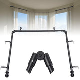 Bay Window Curtain Rods 1 Inch Rustproof Metal Corner Curtain Rod for Windows 59-184” Adjustable U Shape Rod - Foldable Corner Solution for Bay/Box/U Shaped Windows (Matte Black)