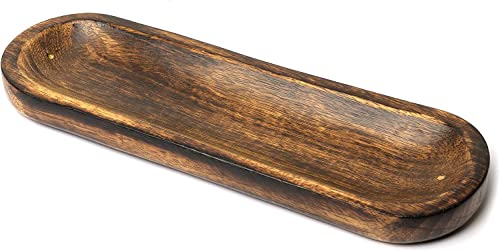 Bless-International Traditional-Handmade-Tray-Burner Wooden-Trat-Incense-Stick-Holder Ash-Catcher-Stand for-Aromatherapy-Meditation-Yoga (11x4x1.22 Inches)