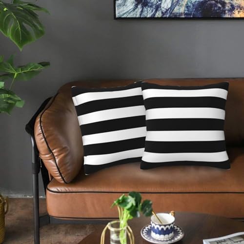Stripe Black and White Farmhouse Throw Pillow Covers 18x18 in Pillow Case Soft Outdoor Pillow case Cushion Covers Set of 2 for Sofa Bed Bedroom Car Chair Living Room Home Decorative