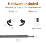 Amazon Basics Adjustable Room Darkening Blackout Curtain Rod - 28" to 48", Black