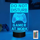 YuanDian Do Not Disturb Gamer at Work Night Light,Gamepad Graphic Video Games Gamer Gift Funny 3D Illusion Lamp 16 Colors Changing Touch & Remote Control for Men Teenagers and Kids