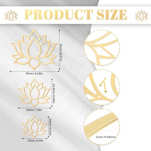 Ferraycle 3 Pieces Metal Lotus Flower Wall Decor Metal Zen Lotus Flower Wall Art Inhale Hollow out Signs Hanging Silhouette Exhale for Bedroom Bathroom Kitchen Garden Hotel Decorations (Bronze)