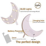 Pooqla Decorative LED Crescent Moon Marquee Sign - Moon Marquee Letters LED Lights - Nursery Night Lamp Gift - Ramadan Decorations for Home(White)