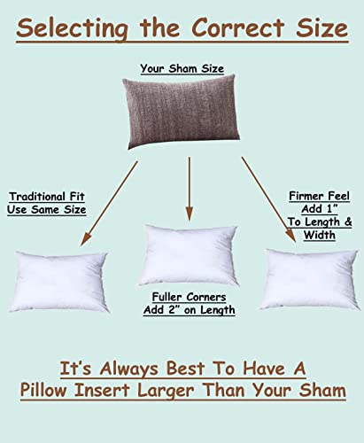 Pillowflex Synthetic Down Pillow Insert, Standard Size - 12x20 inches, Hypoallergenic, Anti Allergic, Plush - Made in USA