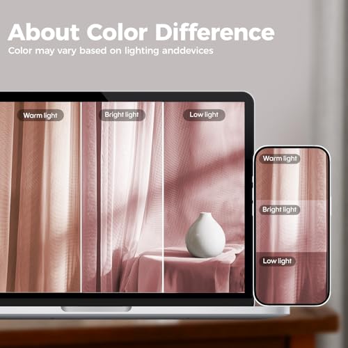 100% Blackout Curtains for Bedroom, Double Layer Pink Curtains, Black Out Curtain 84 inch Long with Sheer Overlay for Living Room, Room Darkening Window Drapes with Grommet, 52" W x 84" L