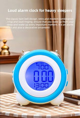 Super Loud Alarm Clock, Twin Bell Battery Operated with Snooze Function, Silent Mode, Backlight Display, Date and Week Calendar, Retro Ringing Design, Suitable for Home Office (Red)