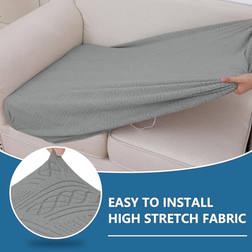 hyha Individual Couch Cushion Covers, Stretch Magic Sofa Seat Cushion Covers Washable, Dog Couch Sofa Slipcover for Pets, Kid with Elastic Bottom(3PC, Grey)
