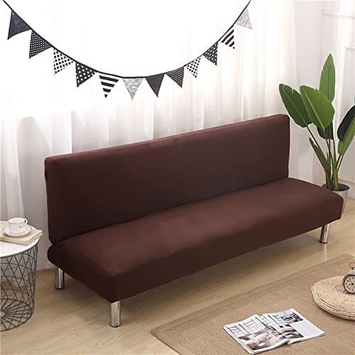 YOPOIY Solid Color Futon Cover Super Soft Futon Slipcover Lightweight Armless Sofa Cover with Elastic Bottom for Living Room Bedroom Furniture -brown-1-120-150cm