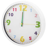 PRETYZOOM Educational ’ Wall Clock 10-inch Silent Analog Learning Clock with Cartoon Decor White Frame for Classroom Bedroom Preschool Teaching