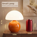 Mushroom Lamp Table Lamp for Bedroom,Desk Bedside Small Lamps for Living Room Night Stands,Mushroom Decor Cute Mini Modern Mid Century Lamps,Unique Aesthetic Home Living Room Decor(Orange)