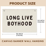 Long Live Boyhood Banner, Boy Nursery Decor, Linen Banner Wall Hanging Flag Decor for Nursery Playroom Toddler Boys Kids Room