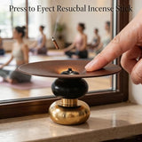 Brass Metal Incense Holder - One - Press Eject for Meditation, Yoga & Home Decor (Rose - Brown, Round)