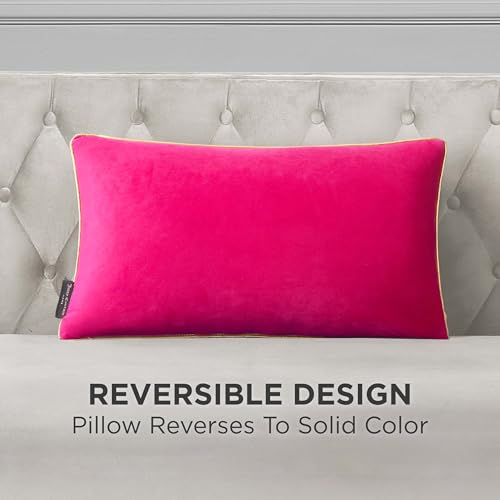 Juicy Couture Reversible Velvet Cheetah Pillow, 14" x 24" Decorative Pillow, Hot Pink