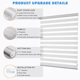 Zebra Roller Shades, Dual Layer Roll Up Blind for Living Room, Semi Sheer Shades Window Privacy Light Control for Day and Night, (Maximum Height 72inch, White Color, Width 34 inch)