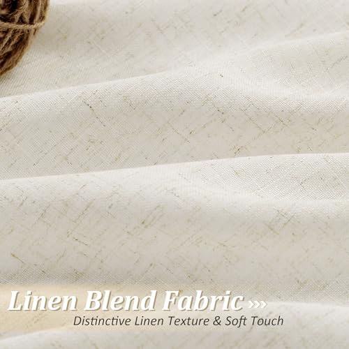 Guken Natural Cream Linen Curtains 84 inches Long for Living Room Bedroom 1 Panel Back Tab Privacy Semi Sheer Boho Farmhouse Light Filtering Window Curtain 84 Inch Length Ivory Off White Linen Drape