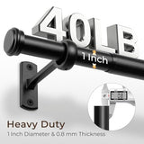 1 Inch Blackout Curtain Rods for Windows Patio, Adjustable Room Divider Curtain Rod Wall Mount & Ceiling Mount for Indoor & Outdoor, Black, 72" to 144"