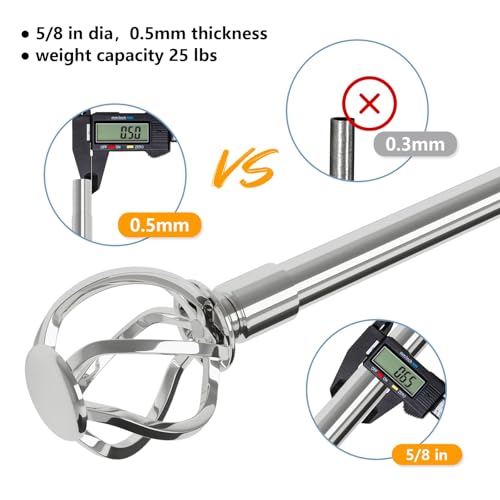 Silver Curtain Rods for Windows 66 to 120 with Cage Finials, Heavy Duty Curtain Rod with Splicing Adjustable, Decorative Curtain Rods for Outdoor Patio, Sliding Glass Door, 5/8" Diameter (Chrome)