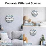 JoFomp 6 Inch Wooden Wall Clocks Battery Operated, Silent Wall Clock Non Ticking, Coastal Country Design Rustic Wall Clocks for Living Room Decor, Small Wall Clock for Bedroom Kitchen Bathroom