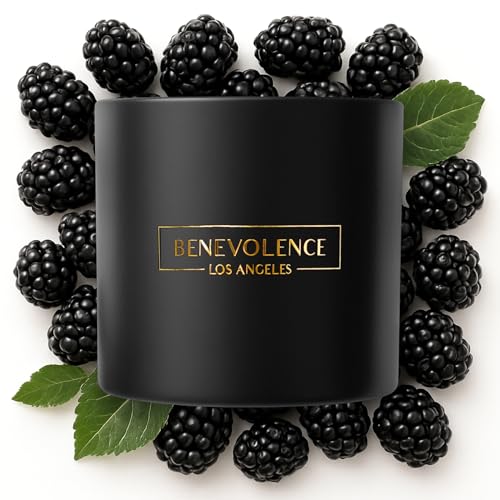 Benevolence LA Premium Black Berries Large 3-Wick Scented Candle – 45-Hour Burn – Luxury Natural Soy Candle for Home – Aromatherapy & Room Decor – 14.5oz