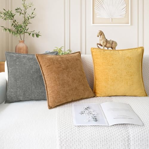 CaliTime Decorative Couch Throw Pillow Covers 16 X 16 Inches Medium Grey