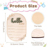 Baby Announcement Sign, 5.91x4.13 Inch Wooden Hello World Baby Name Sign Newborn Announcement Sign Birth Announcement Plaque for Home Hospital Nursery