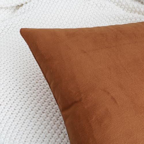 HWY 50 Burnt Orange Throw Pillow Covers Velvet 12x20 Inch Pack of 2