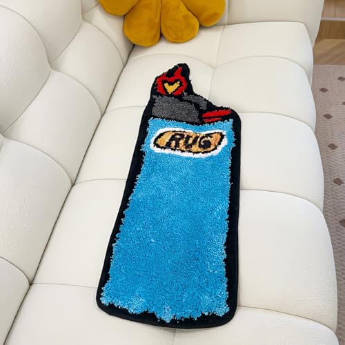 LAKEA Lighter Tufted Rug Art Rug for Bedroom Living Room Retro Rainbow Fluffy Anti-Slip Bath Bathroom Nonslip Mat Home Decor (Blue, 31.5X9.4 Inch)