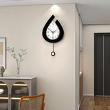 Decorative Wall Clock for Living Room Decor Large Modern Wall Clocks with Pendulum Battery Operated for Bedroom Office Kitchen Home Small Black Silent Wall Clock Non Ticking 11.8*22.4 Inch