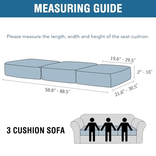 H.VERSAILTEX Velvet Stretch Couch Cushion Cover Plush Cushion Slipcover for Chair Loveseat Sofa Cushion Furniture Protector Seat Cushion Sofa Cover (3 Piece Sofa Cushion Covers, Ivory)