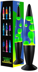 JAMBO 16" Beautiful Lamp- Blue with Yellow/Green Wax, Relaxing Liquid Lamp for Living Room Office Bedroom Adults Teens Kids, Magma Light, Night Light Nightlight, Home Decor