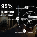 Gwine Black Blackout Curtains for Bedroom 84 inches Long 2 Panels, Solid Thermal Insulated Noise Reducing Light Blocking Window Curtains Drapes for Living Room, Each 40Wx84L