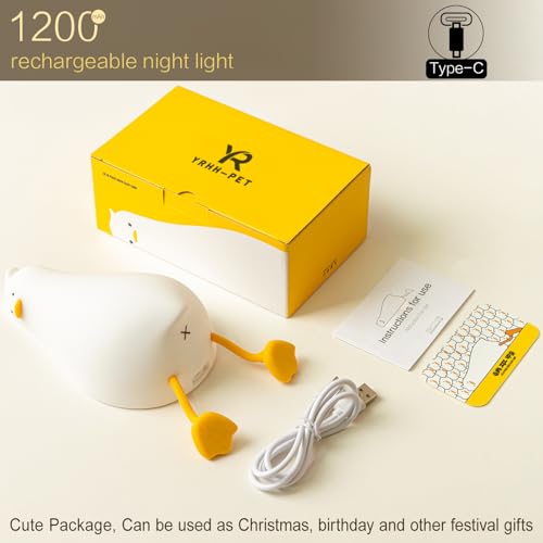 Existential Crisis Duck Lamp, Squishy Kid Cute Lying Flat Duck Night Light, Rechargeable Ducky Lay Touch Lamp, College White Elephant Gifts, Boy Girl Fun Birthday Gift, Safe Silicone Decor