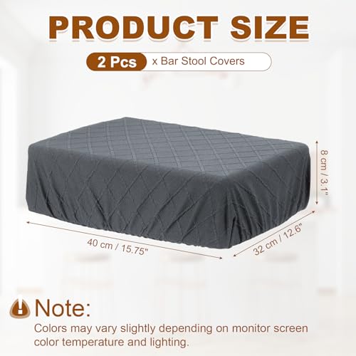 uxcell 2 Pcs Seat Covers for Dining Chairs, Bar Stool Covers Stretch Chair Seat Protector Waterproof Saddle Stools Slipcover with Elastic Band for Kitchen Bar, Diamond Pattern Dark Gray
