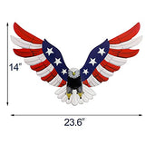 Adroiteet American Eagle 250th Patriotic decorations, Independence Day 4th of July Decoration Metal Wall Art, American Flag Bald Eagle Hanging Sculpture, Large Handmade Centerpiece for Indoor Bedroom Office Outdoor 23.6" x 14"
