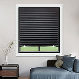 MYshade 6 Pack Temporary Blackout Paper Shades for Windows,Paper Pleated Blinds with Adhesive,No Tools No Drilling Free Cut Size Temporary Room Darkening Shades(Black, 36" W x 72" H)