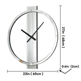 SHYFOY Wall Clock Decorative Large Clock Living Room Decor - 23" Big Clocks All Mirror Glass Finish, Modern Clock for Wall Round Wall Decor for Office Bedroom Fireplace