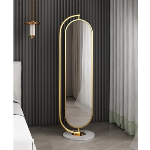 Full-Length Mirror Floor-Standing Full-Length Mirror, Rotatable Fitting Mirror, Home Dressing Mirror with Hanger Hook Storage Tray Full Length Floor Mirror (C)
