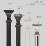Ivilon Decorative Window Curtain Rod - Carved Square Finials, 1 1/8 in Rod, 28 to 48 in. Antique Black